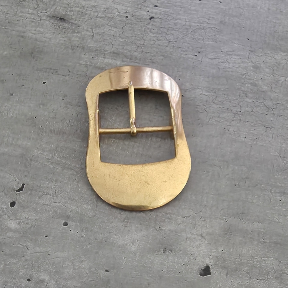 Large Vintage Brass Buckle/ Solid Heavy Rounded Belt Buckle.